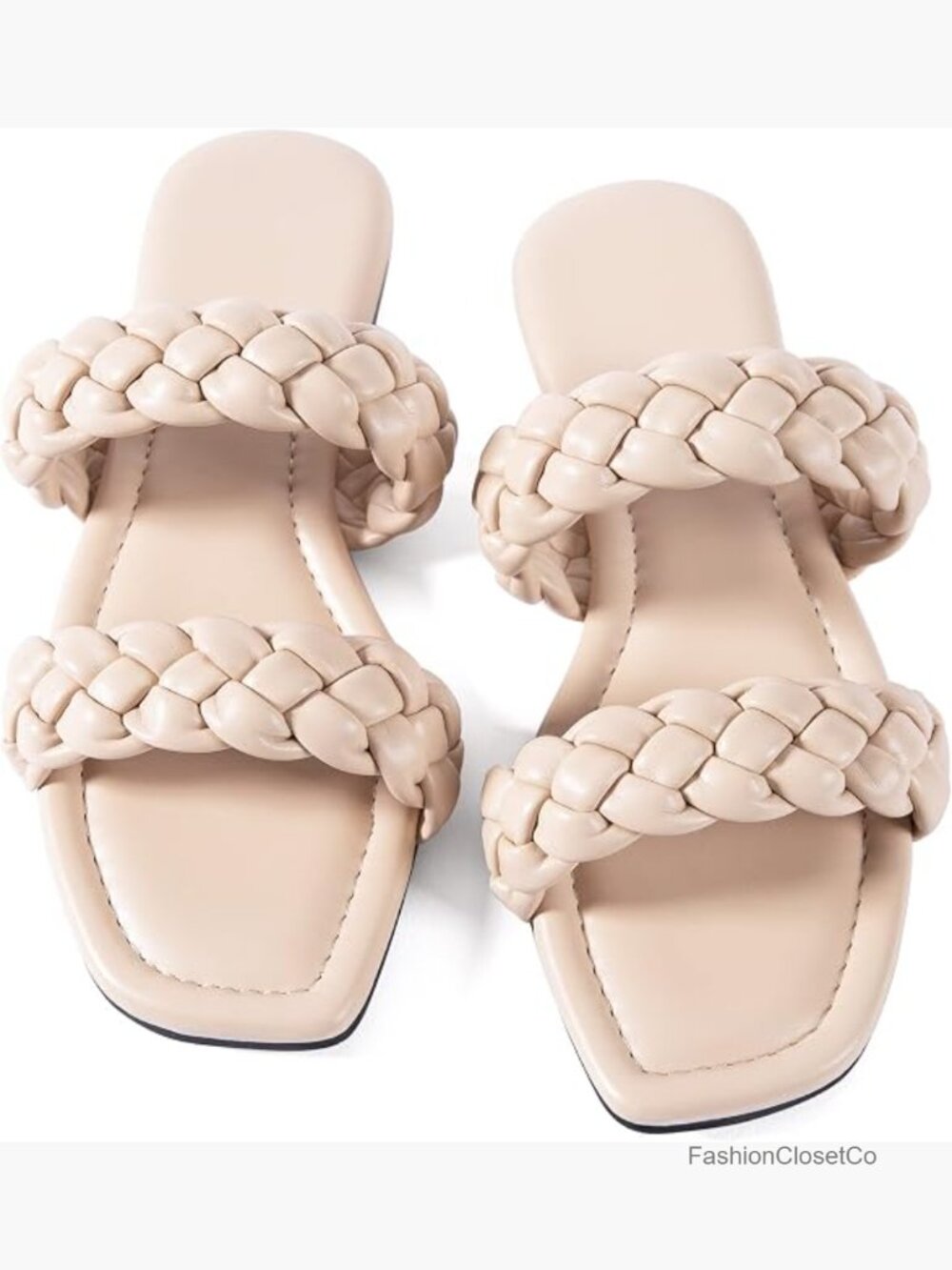 Raffia Braided Flat Sandals Slip On Summer Beach Casual